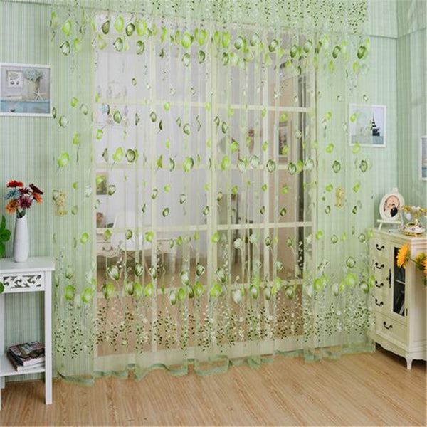 1*2M Shade Curtains Bedroom High Quality TulleTulips Pattern