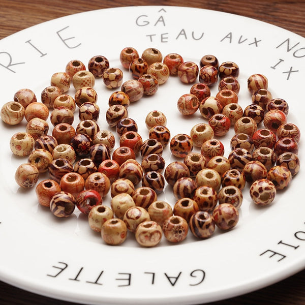 100 Pieces Vintage Wooden Beads Mixed Large Hole