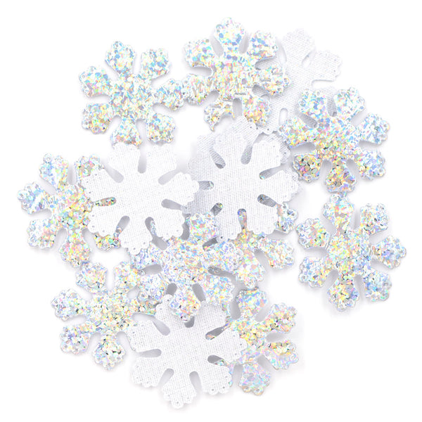 120Pcs Glitter Silver Snowflake Cloth Appliques