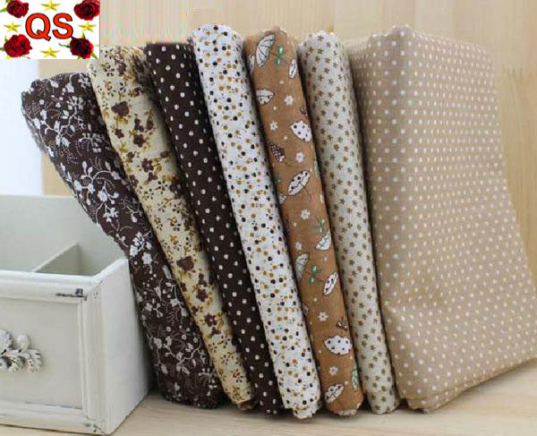 7 Pieces Lot Patchwork Fabric (20" X 20")  Vintage Brown Collection