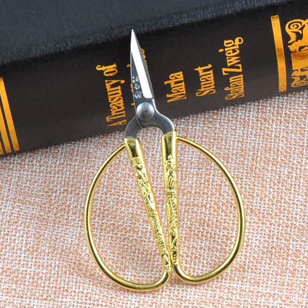 European Vintage Gold Sewing Scissors (3" x 2")