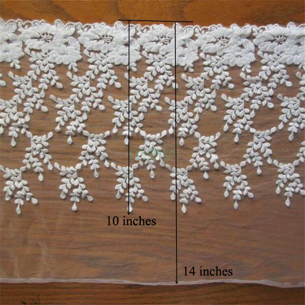 1yard White Cotton Crochet  Flower Embroidered Fabric Lace