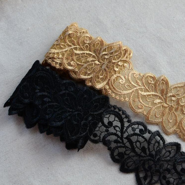2 Meters Gold Color Embroidered Lace
