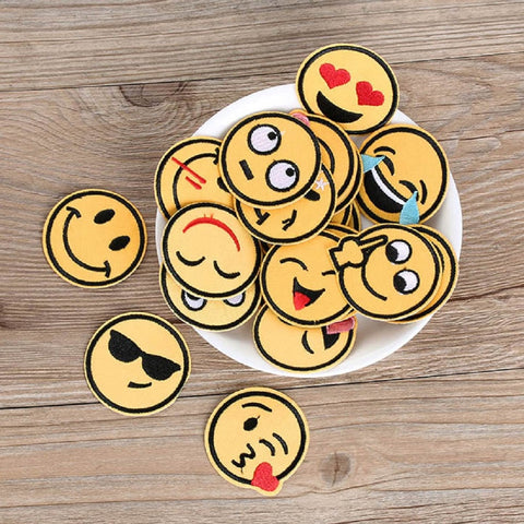 20Pcs  Iron On Patch For Clothing Emoji Embroidery