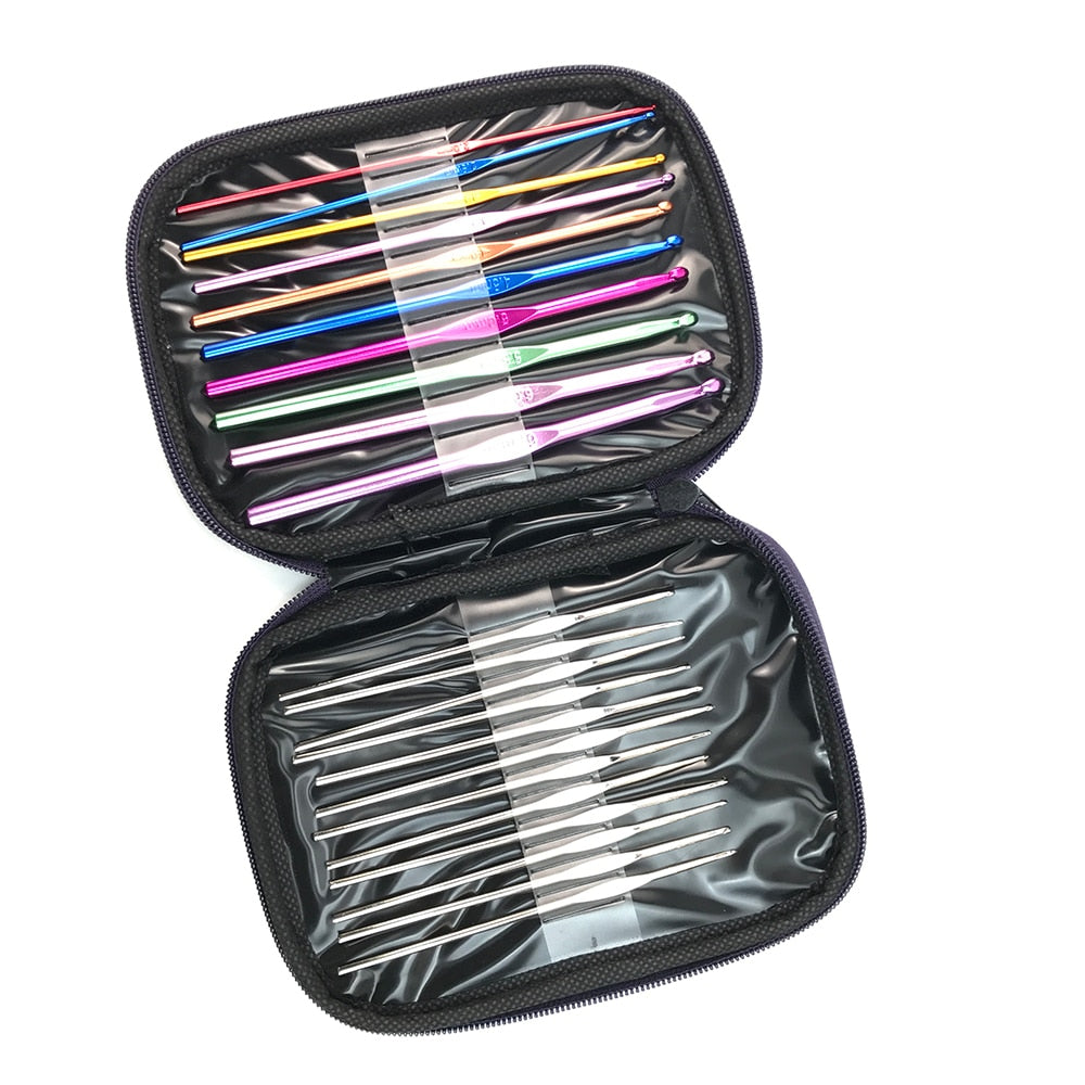 22Pcs Set Multi-colour Aluminum Crochet Hooks Needles