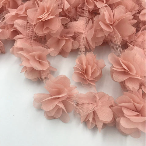 24pcs flowers 3D Chiffon Cluster Flowers Lace Dress