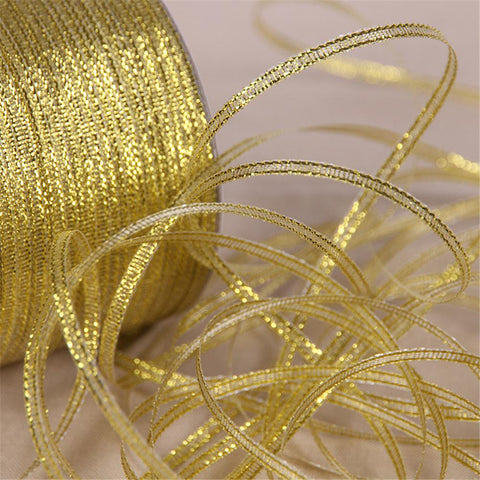 25 Yards Silver/Gold Silk Satin Ribbon