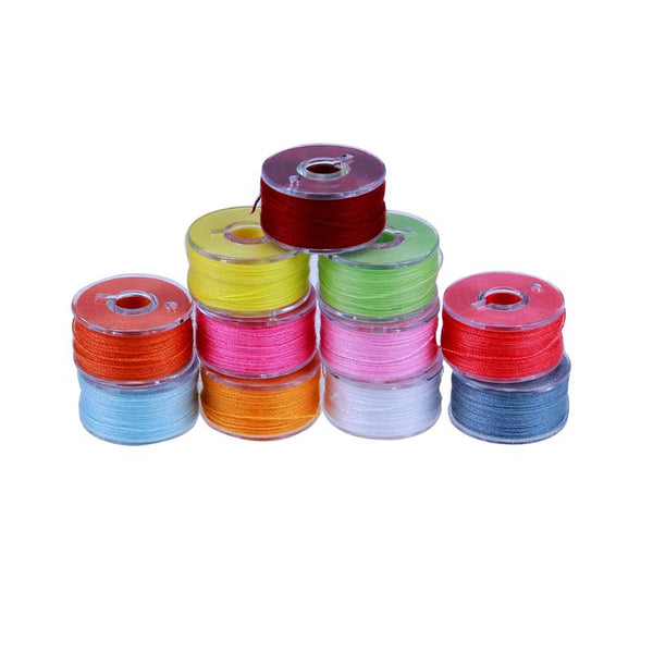 25pcs Plastic Machine Bobbins & Assorted Colors Thread