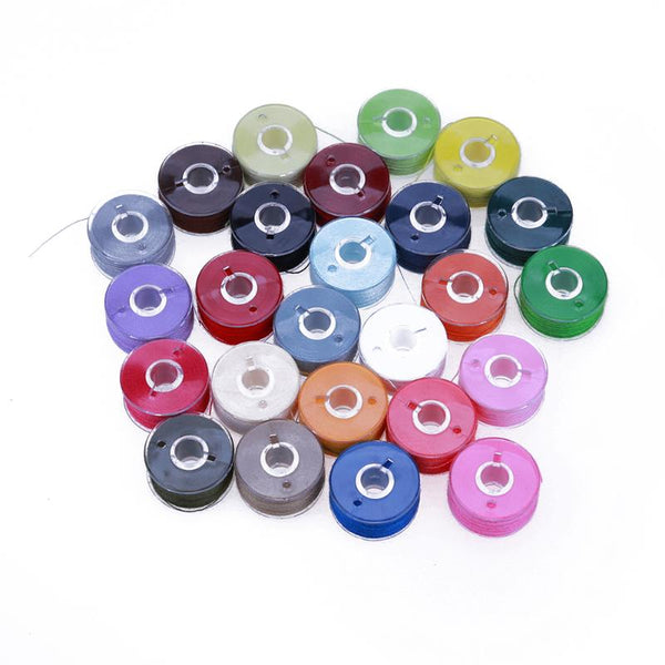 25pcs Plastic Machine Bobbins & Assorted Colors Thread