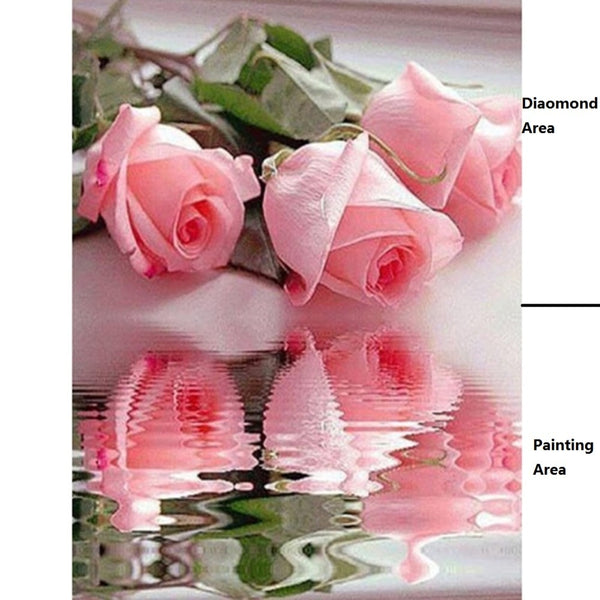 5D Diamonds Embroidery Pink Rose