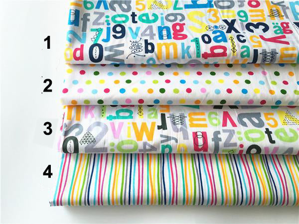 4pcs Twill Cotton Fabric (16" x 20") Letter and Numbers Collection