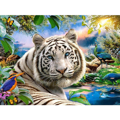 5D Diamond Painting Animal White Tiger
