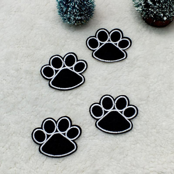 5pcs Black Dog Paw Prints Patches