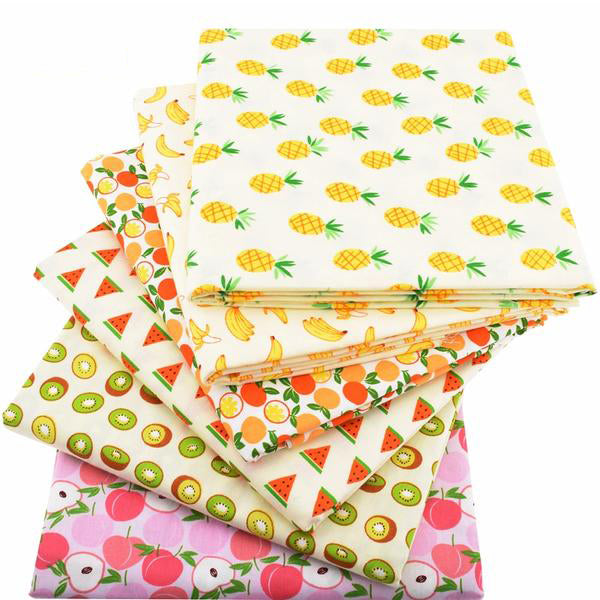 6pcs Twill Cotton Fabric (16" x 20") Fruit Collection