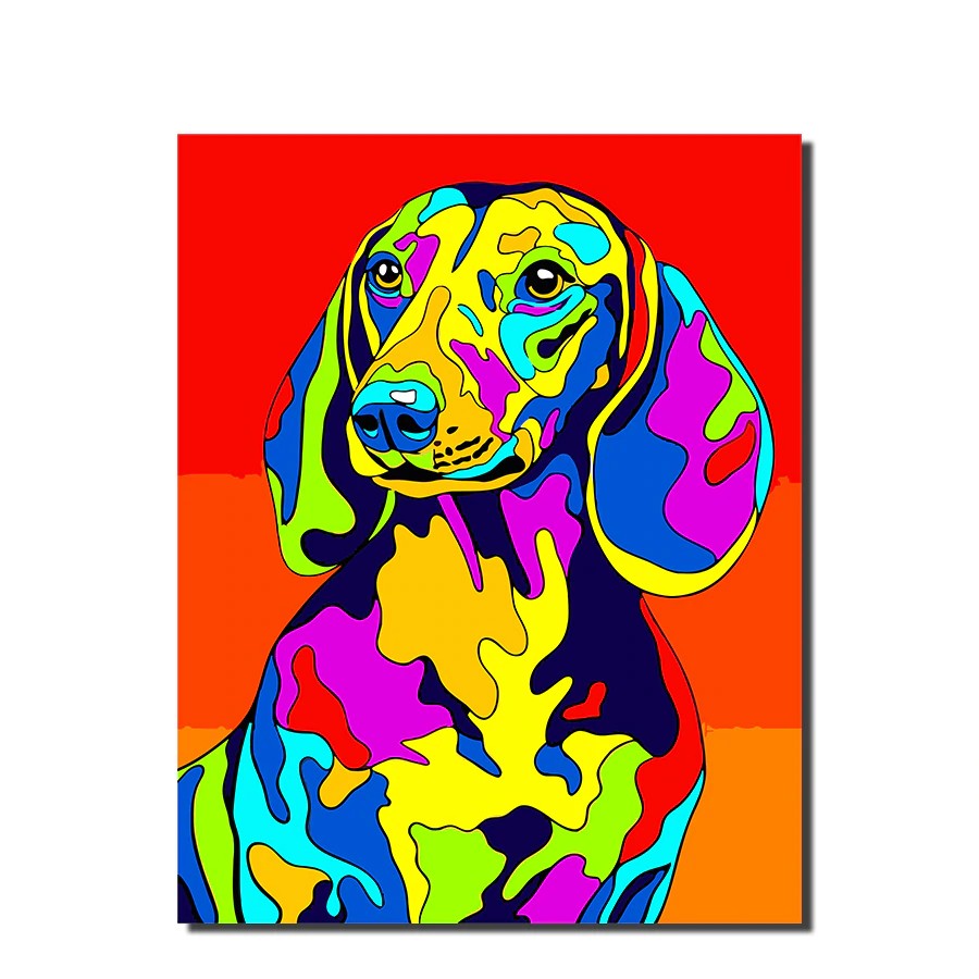 Colorful Dog Animals Painting By Numbers