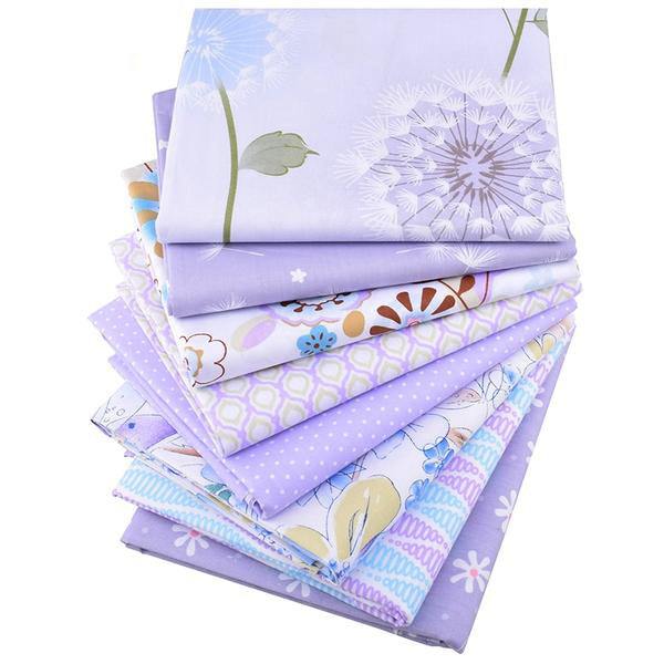 8pcs Twill Cotton Fabric (16" x 20") New Purple Floral