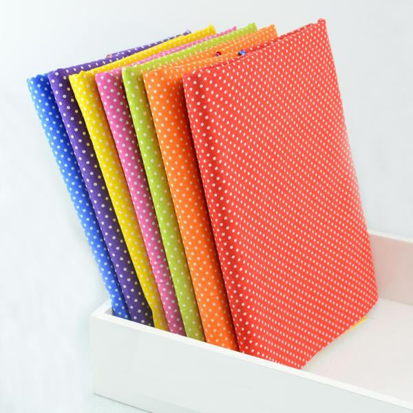 7 pieces Colorful Cotton Fabric (20" x 20') Mini Polka Dots