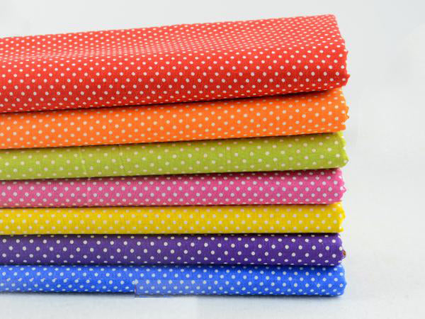 7 pieces Colorful Cotton Fabric (20" x 20') Mini Polka Dots