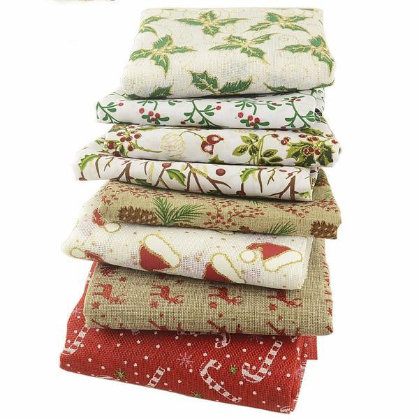 8pcs  Linen Fabric (18" x 20") Christmas Design