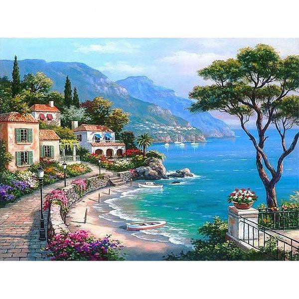 Mediterranean Sea Landscape Painting By Numbers