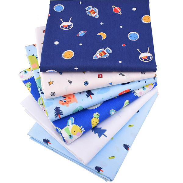 6 pcs Twill Cotton Fabric (16" x 20") Space Collection
