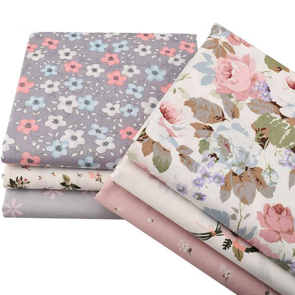 6pcs Twill Cotton Fabric (16" x 20") New Floral Series Collection
