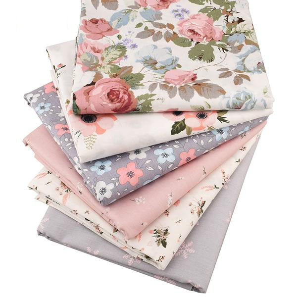 6pcs Twill Cotton Fabric (16" x 20") New Floral Series Collection