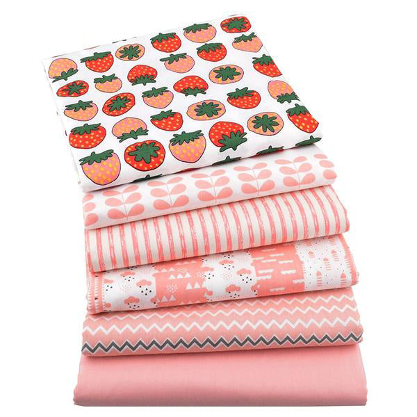 6pcs Twill Cotton Fabric (16" x 20") New Strawberry Series