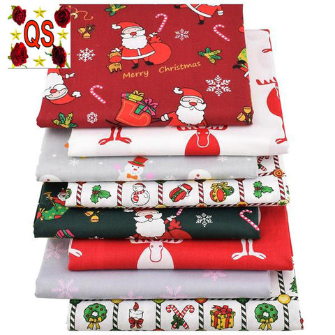 8 pcs Printed Twill Cotton Fabric (16" x 20") Christmas Series