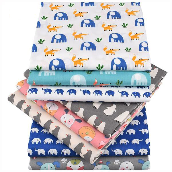 8 pcs Twill Cotton Fabric (16" x 20") Printed Animals Series