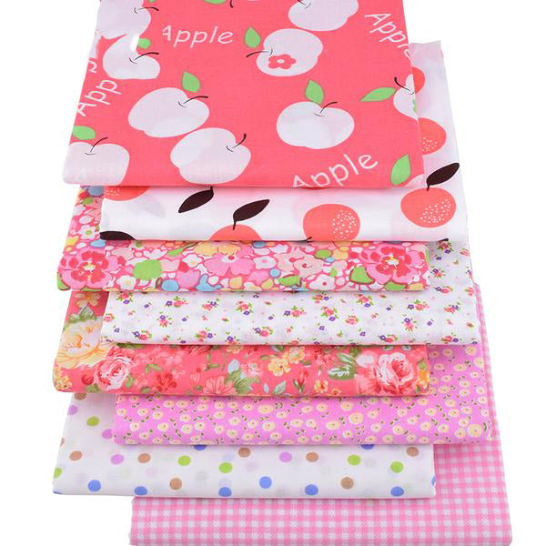 8pcs Cotton Plain Thin Fabric (16" x 20") Pink Apple Series