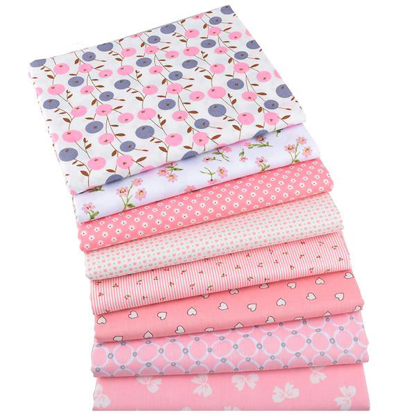 8 pcs Twill Cotton Fabric (16" x 20") Berry, Flower Heart Series