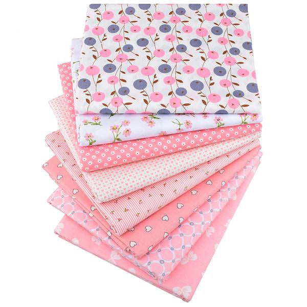 8 pcs Twill Cotton Fabric (16" x 20") Berry, Flower Heart Series