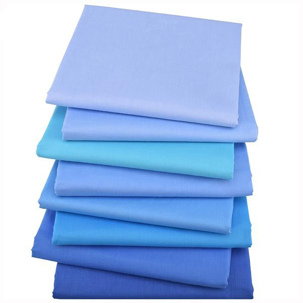 8pcs Twill Cotton Fabric (16" x 20") Plain Blue Series