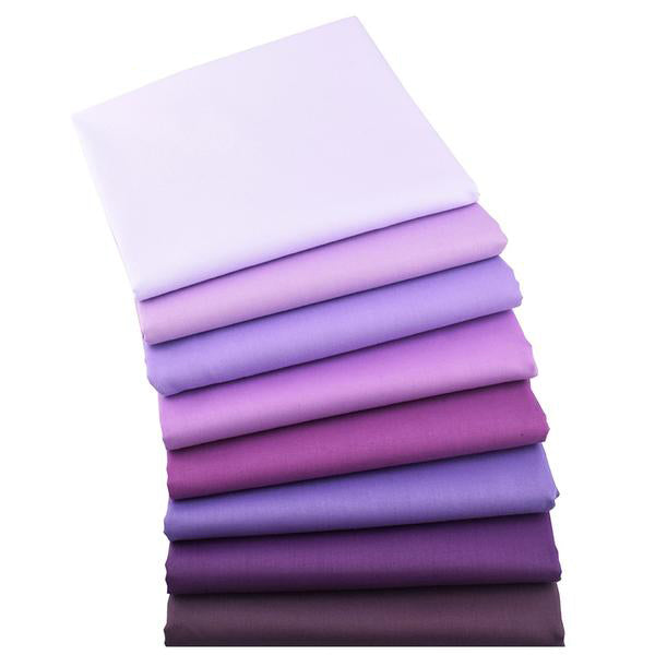 8pcs Twill Cotton Fabric (16" x 20") Plain Violet Series