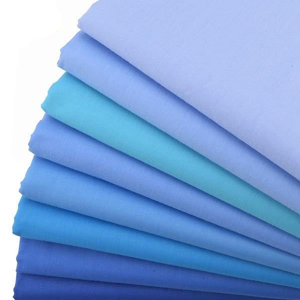 8pcs Twill Cotton Fabric (16" x 20") Plain Blue Series