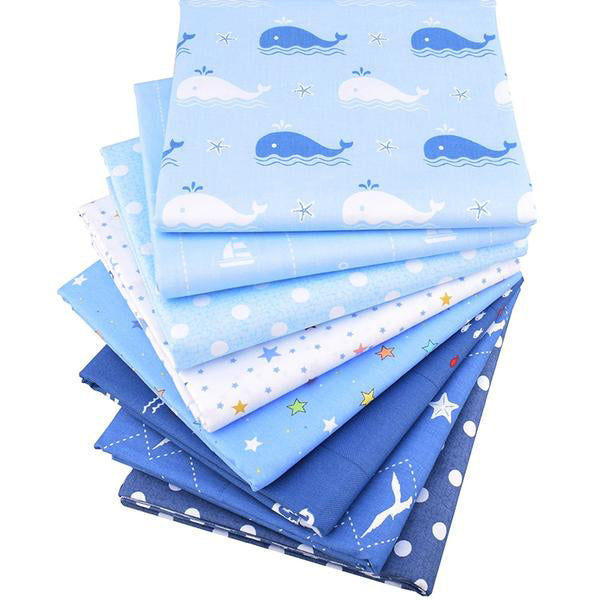 8pcsTwill Cotton Fabric (16" x 20") Ocean Series