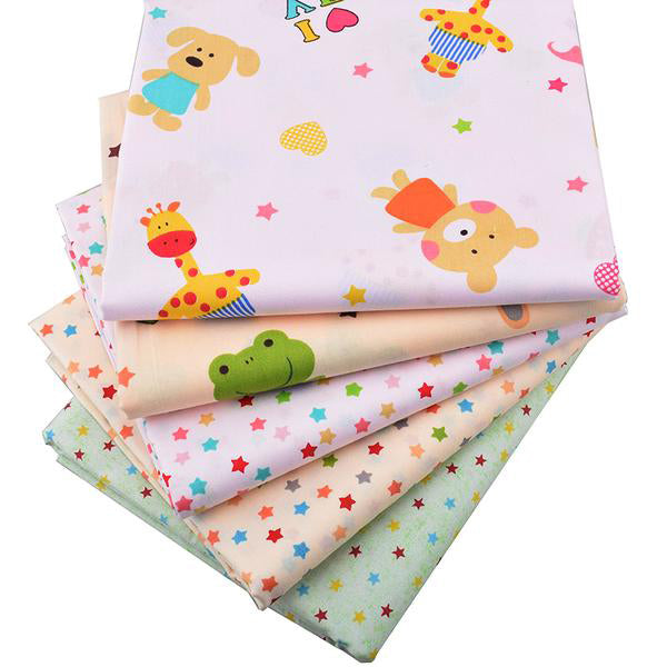 5pcs Twill Cotton Fabric (16" x 20") Bear and Frog Series