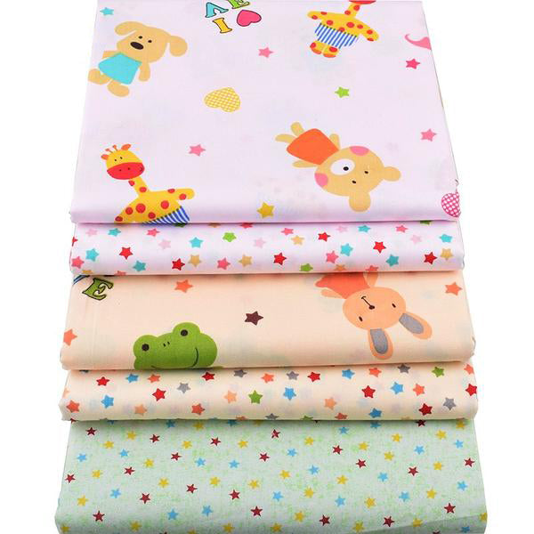 5pcs Twill Cotton Fabric (16" x 20") Bear and Frog Series