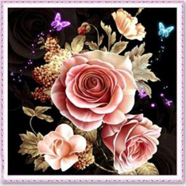 5D Diamond Painting Rose Flower Butterfly