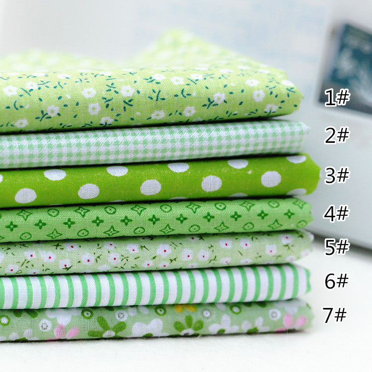 7 Piece Lot Patchwork Fabric (10″X10″) Green Collection