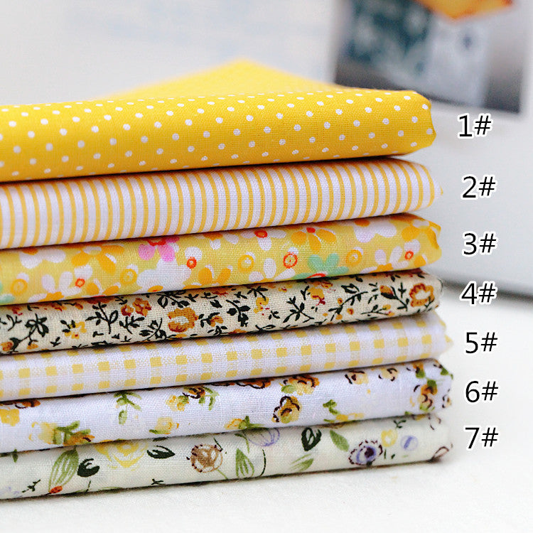 7 Piece Lot Patchwork Fabric (10″X10″) Yellow Collection