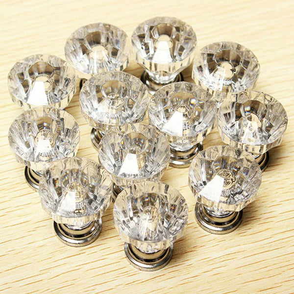 12pcs/lot Diamond Shape Design Crystal Glass Knobs