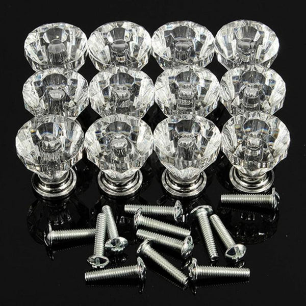 12pcs/lot Diamond Shape Design Crystal Glass Knobs