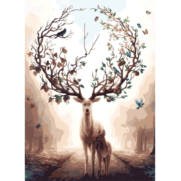 Diy Oil Painting By Numbers Elk Deer Animal