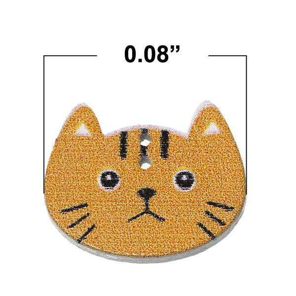 10 Pcs Wood Sewing Button (6/8" x 5/8") Cat Collection