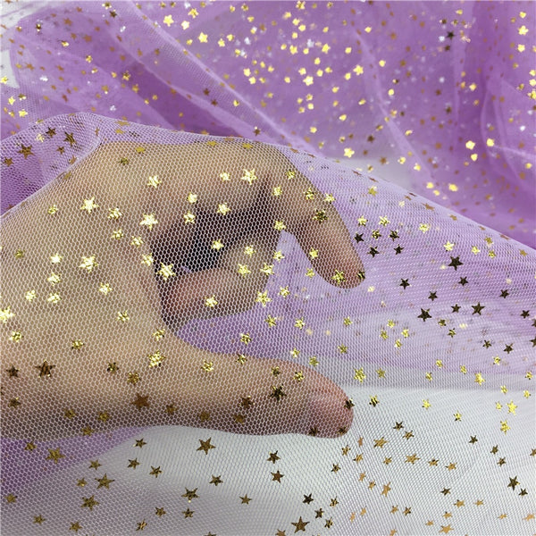 Spandex / Polyester Fabric (59"x39") Bling Stars Bronzed Tulle Rol