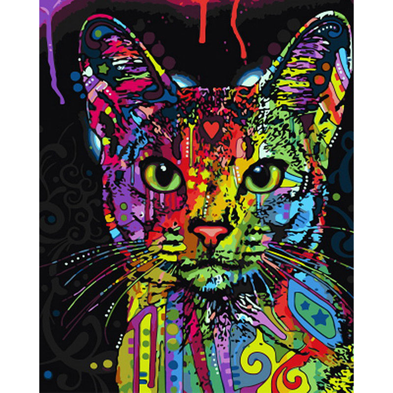 Frameless Abstract Colorful Cat Animals Painting By Numbers