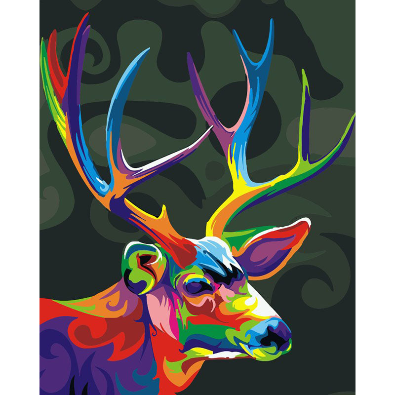 Frameless Christmas Colorful Deer Animals