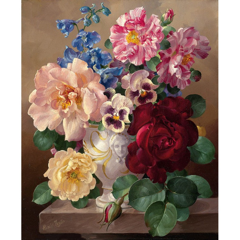 Frameless Picture Vintage Flower Painting By Numbers